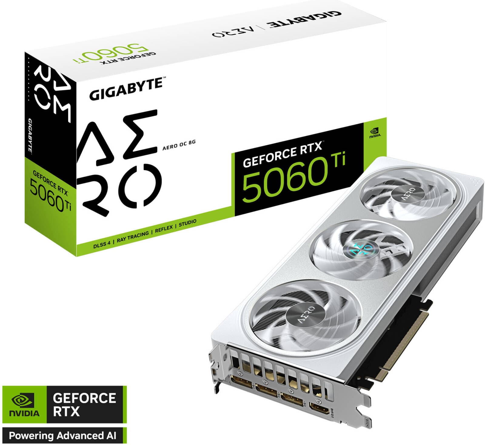GIGABYTE GeForce RTX 5060 Ti AERO OC Graphics Card, 8GB GDDR7 128-Bit Memory, 2647 MHz Core Clock, 28 Gbps Memory Clock, PCI Express 5.0 | GV-N506TAERO OC-8GD