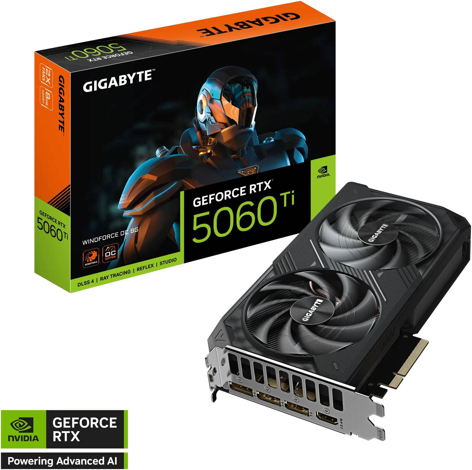 GIGABYTE GeForce RTX 5060 Ti WINDFORCE OC 8G Graphics Card, 8GB GDDR7 128-Bit Memory, 2587 MHz Core Clock, 28 Gbps Memory Clock, 4608 CUDA Cores, PCI-E 5.0, Black | GV-N506TWF2OC-8GD