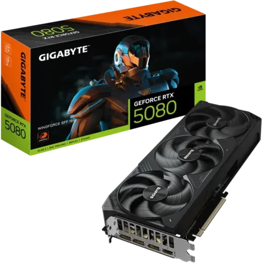 GIGABYTE GeForce RTX 5080 WINDFORCE SFF 16G Graphics Card – 16GB GDDR7, PCIe 5.0, DP 2.1b, HDMI 2.1b